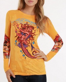 Gina Long Sleeve Top In Orange